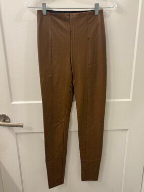 Lyssé Faux Leather Pull-On Skinny Legging Pants Tan High Waist Size Small